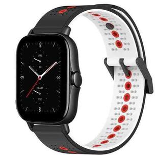 For Amazfit GTS 2E 20mm Tricolor Breathable Silicone Watch Band(Black+White+Red)