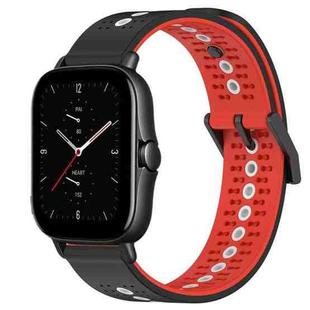 For Amazfit GTS 2E 20mm Tricolor Breathable Silicone Watch Band(Black+Red+White)