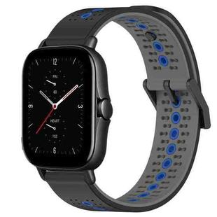 For Amazfit GTS 2E 20mm Tricolor Breathable Silicone Watch Band(Black+Grey+Blue)