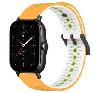 For Amazfit GTS 2E 20mm Tricolor Breathable Silicone Watch Band(Yellow+White+Lime)