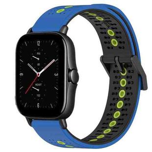For Amazfit GTS 2E 20mm Tricolor Breathable Silicone Watch Band(Blue+Black+Lime)