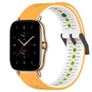 For Amazfit GTS 2 20mm Tricolor Breathable Silicone Watch Band(Yellow+White+Lime)