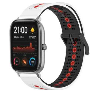 For Amazfit GTS 20mm Tricolor Breathable Silicone Watch Band(White+Black+Red)