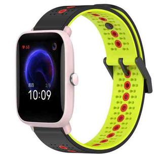 For Amazfit Pop Pro 20mm Tricolor Breathable Silicone Watch Band(Black+Lime+Red)