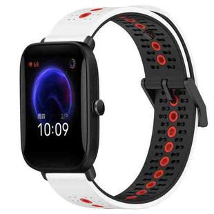 For Amazfit Pop 20mm Tricolor Breathable Silicone Watch Band(White+Black+Red)