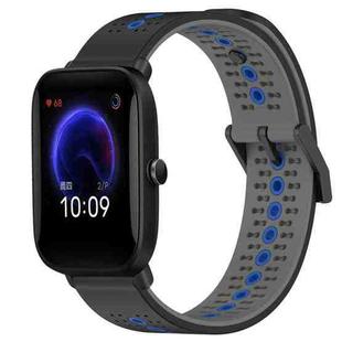 For Amazfit Pop 20mm Tricolor Breathable Silicone Watch Band(Black+Grey+Blue)