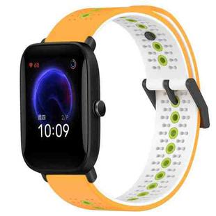 For Amazfit Pop 20mm Tricolor Breathable Silicone Watch Band(Yellow+White+Lime)