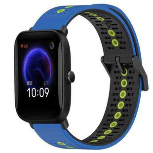 For Amazfit Pop 20mm Tricolor Breathable Silicone Watch Band(Blue+Black+Lime)