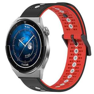 For Huawei Watch GT3 Pro 46mm 22mm Tricolor Breathable Silicone Watch Band(Black+Red+White)