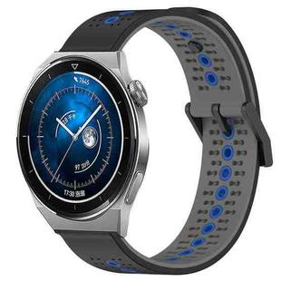 For Huawei Watch GT3 Pro 46mm 22mm Tricolor Breathable Silicone Watch Band(Black+Grey+Blue)