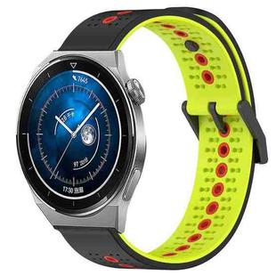 For Huawei Watch GT3 Pro 46mm 22mm Tricolor Breathable Silicone Watch Band(Black+Lime+Red)