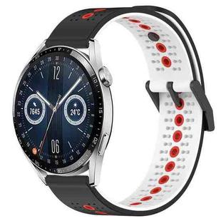 For Huawei Watch GT3 46mm 22mm Tricolor Breathable Silicone Watch Band(Black+White+Red)