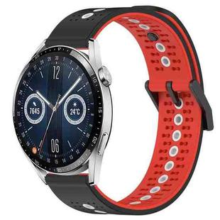 For Huawei Watch GT3 46mm 22mm Tricolor Breathable Silicone Watch Band(Black+Red+White)