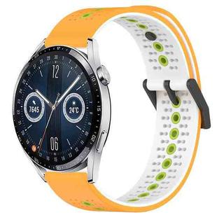 For Huawei Watch GT3 46mm 22mm Tricolor Breathable Silicone Watch Band(Yellow+White+Lime)