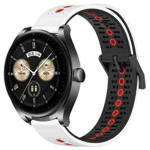 For Huawei Watch Buds 22mm Tricolor Breathable Silicone Watch Band(White+Black+Red)