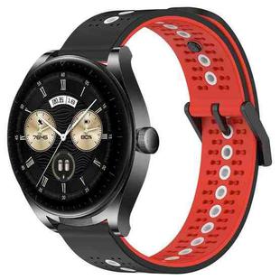 For Huawei Watch Buds 22mm Tricolor Breathable Silicone Watch Band(Black+Red+White)