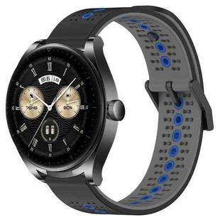 For Huawei Watch Buds 22mm Tricolor Breathable Silicone Watch Band(Black+Grey+Blue)