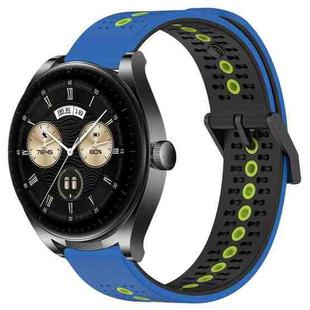 For Huawei Watch Buds 22mm Tricolor Breathable Silicone Watch Band(Blue+Black+Lime)