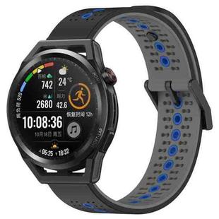 For Huawei Watch GT Runner 22mm Tricolor Breathable Silicone Watch Band(Black+Grey+Blue)