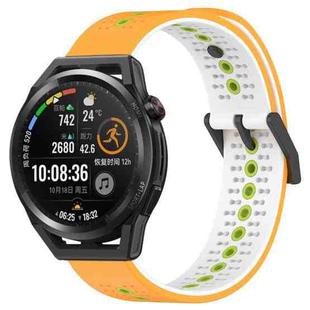 For Huawei Watch GT Runner 22mm Tricolor Breathable Silicone Watch Band(Yellow+White+Lime)