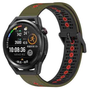 For Huawei Watch GT Runner 22mm Tricolor Breathable Silicone Watch Band(Army Green+Red)