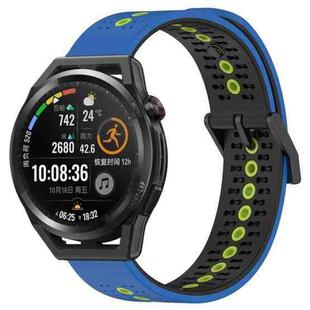 For Huawei Watch GT Runner 22mm Tricolor Breathable Silicone Watch Band(Blue+Black+Lime)