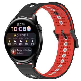 For Huawei Watch 3 22mm Tricolor Breathable Silicone Watch Band(Black+Red+White)