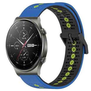 For Huawei GT2 Pro 22mm Tricolor Breathable Silicone Watch Band(Blue+Black+Lime)