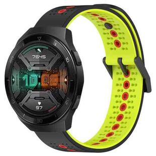 For Huawei Watch GT 2E 22mm Tricolor Breathable Silicone Watch Band(Black+Lime+Red)