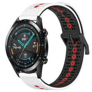 For Huawei GT2 46mm 22mm Tricolor Breathable Silicone Watch Band(White+Black+Red)