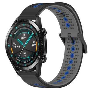 For Huawei GT2 46mm 22mm Tricolor Breathable Silicone Watch Band(Black+Grey+Blue)