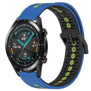 For Huawei GT2 46mm 22mm Tricolor Breathable Silicone Watch Band(Blue+Black+Lime)