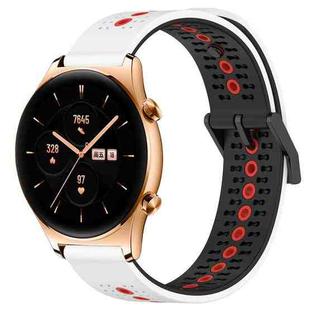 For Honor Watch GS 3 22mm Tricolor Breathable Silicone Watch Band(White+Black+Red)