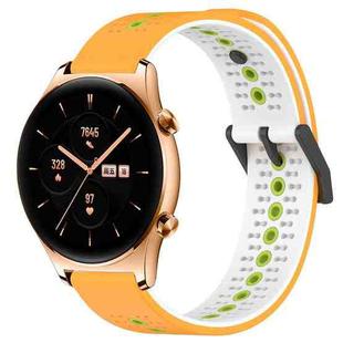 For Honor Watch GS 3 22mm Tricolor Breathable Silicone Watch Band(Yellow+White+Lime)