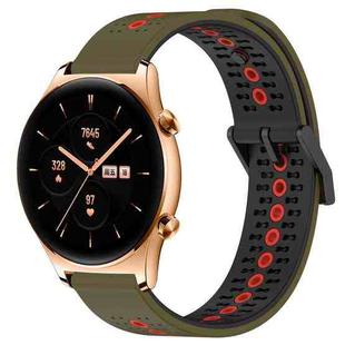 For Honor Watch GS 3 22mm Tricolor Breathable Silicone Watch Band(Army Green+Red)