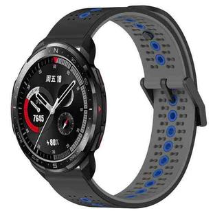 For Honor Watch GS Pro 22mm Tricolor Breathable Silicone Watch Band(Black+Grey+Blue)