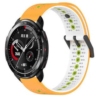 For Honor Watch GS Pro 22mm Tricolor Breathable Silicone Watch Band(Yellow+White+Lime)