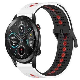 For Honor Magic Watch 2 46mm 22mm Tricolor Breathable Silicone Watch Band(White+Black+Red)