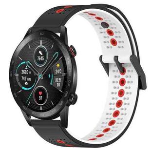 For Honor Magic Watch 2 46mm 22mm Tricolor Breathable Silicone Watch Band(Black+White+Red)