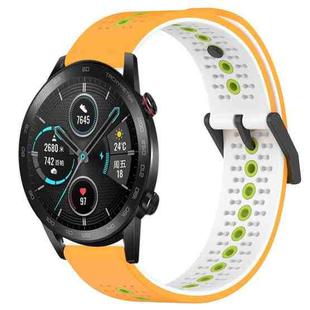 For Honor Magic Watch 2 46mm 22mm Tricolor Breathable Silicone Watch Band(Yellow+White+Lime)