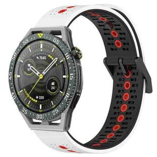 For Huawei Watch GT3 SE 22mm Tricolor Breathable Silicone Watch Band(White+Black+Red)