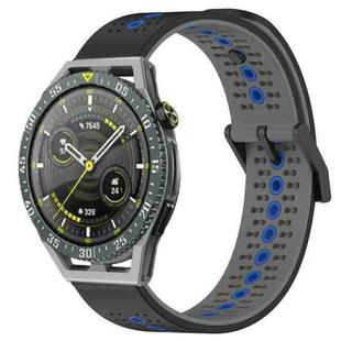 For Huawei Watch GT3 SE 22mm Tricolor Breathable Silicone Watch Band(Black+Grey+Blue)