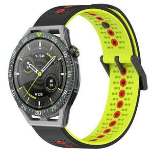 For Huawei Watch GT3 SE 22mm Tricolor Breathable Silicone Watch Band(Black+Lime+Red)