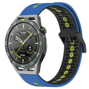 For Huawei Watch GT3 SE 22mm Tricolor Breathable Silicone Watch Band(Blue+Black+Lime)