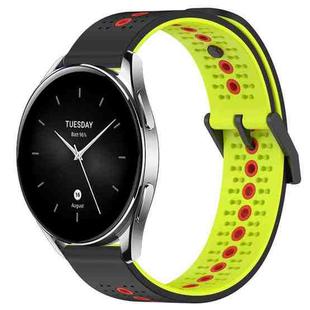 For Xiaomi Watch S2 42mm 22mm Tricolor Breathable Silicone Watch Band(Black+Lime+Red)