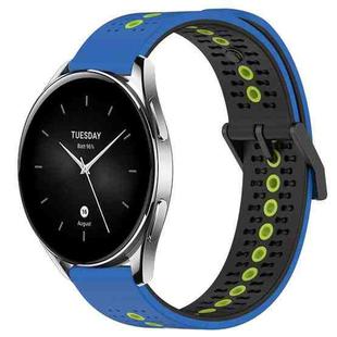 For Xiaomi Watch S2 42mm 22mm Tricolor Breathable Silicone Watch Band(Blue+Black+Lime)