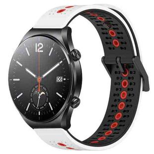 For Xiaomi MI Watch S1 22mm Tricolor Breathable Silicone Watch Band(White+Black+Red)