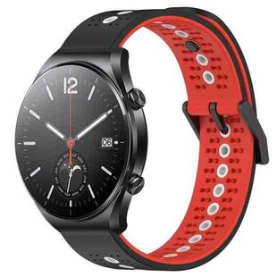 For Xiaomi MI Watch S1 22mm Tricolor Breathable Silicone Watch Band(Black+Red+White)