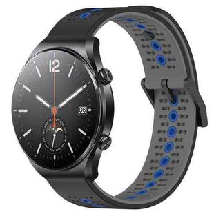 For Xiaomi MI Watch S1 22mm Tricolor Breathable Silicone Watch Band(Black+Grey+Blue)