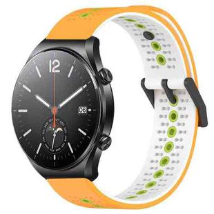 For Xiaomi MI Watch S1 22mm Tricolor Breathable Silicone Watch Band(Yellow+White+Lime)